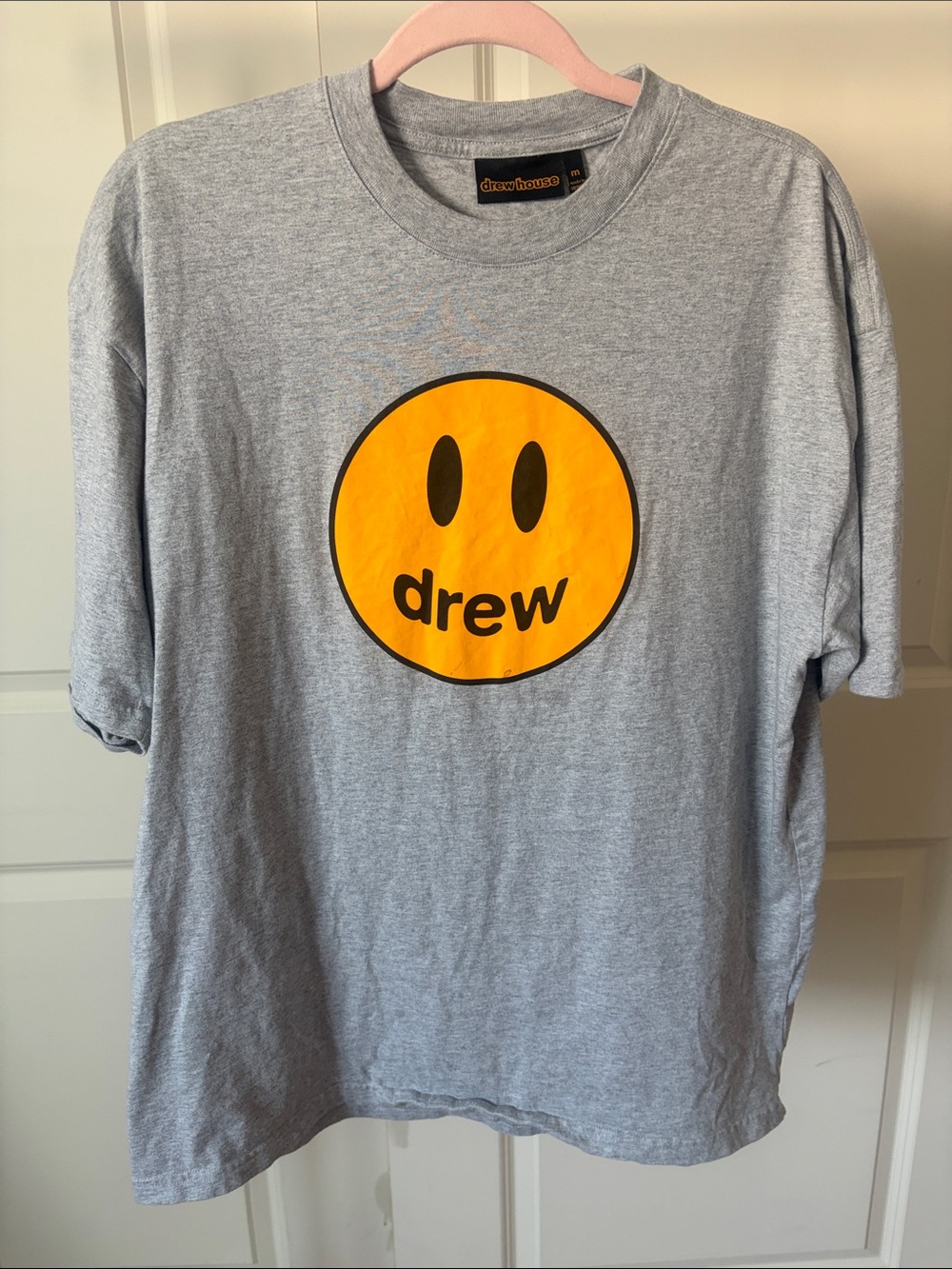 drew house Light Gray Tee with Yellow Smiley